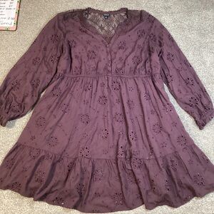 Torrid Mini Eyelet Challis Dress Feminine Flirty Prairie Sz 2X